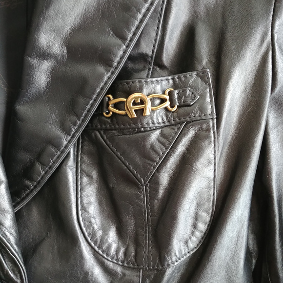 Etienne Aigner Leather Jacket Button Blazer Small - Picture 2 of 8